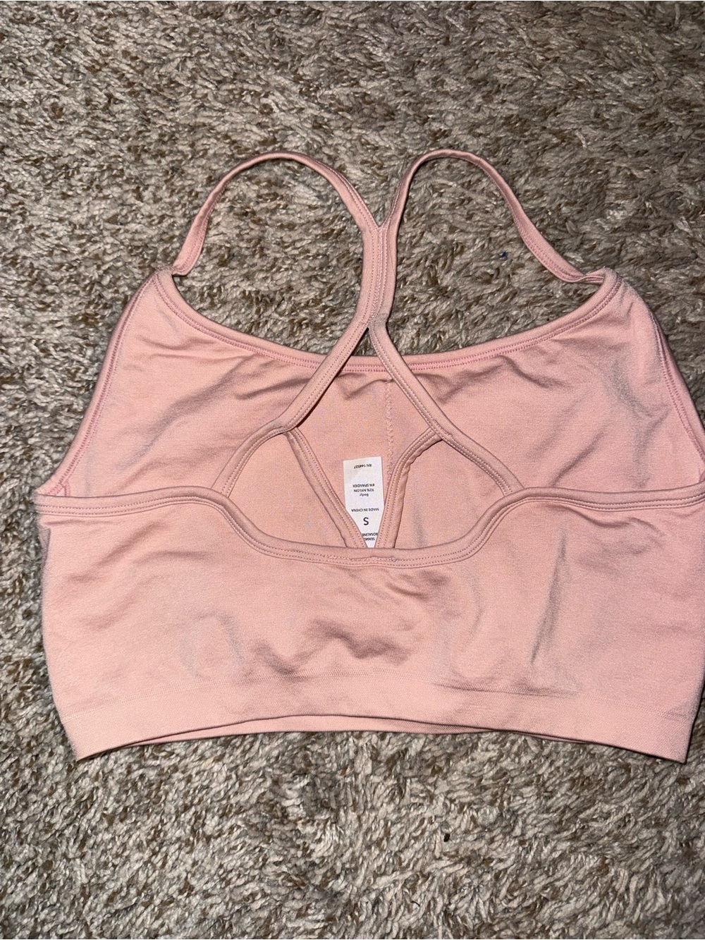 Yogalicious Light Pink Seamless Racerback Sports Bra - Picture 2 of 3